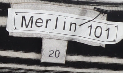 Merlin 101 Women's Black Striped Wrap Blouse Size 20