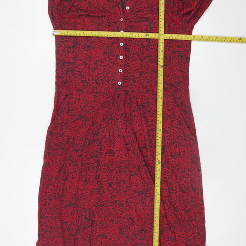 Nomads Womens Red Floral Cotton Shirt Dress Size 10