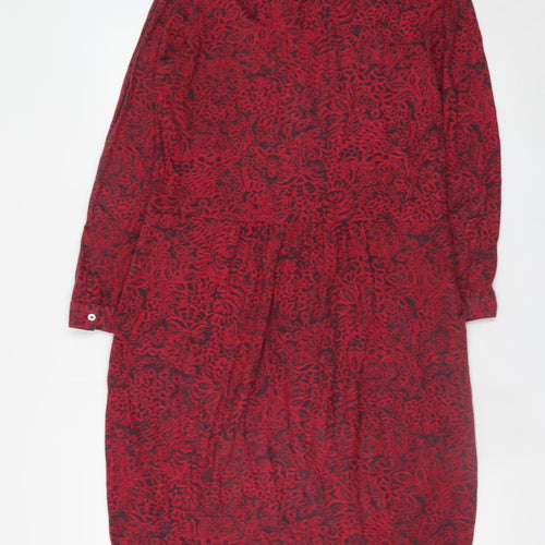 Nomads Womens Red Floral Cotton Shirt Dress Size 10