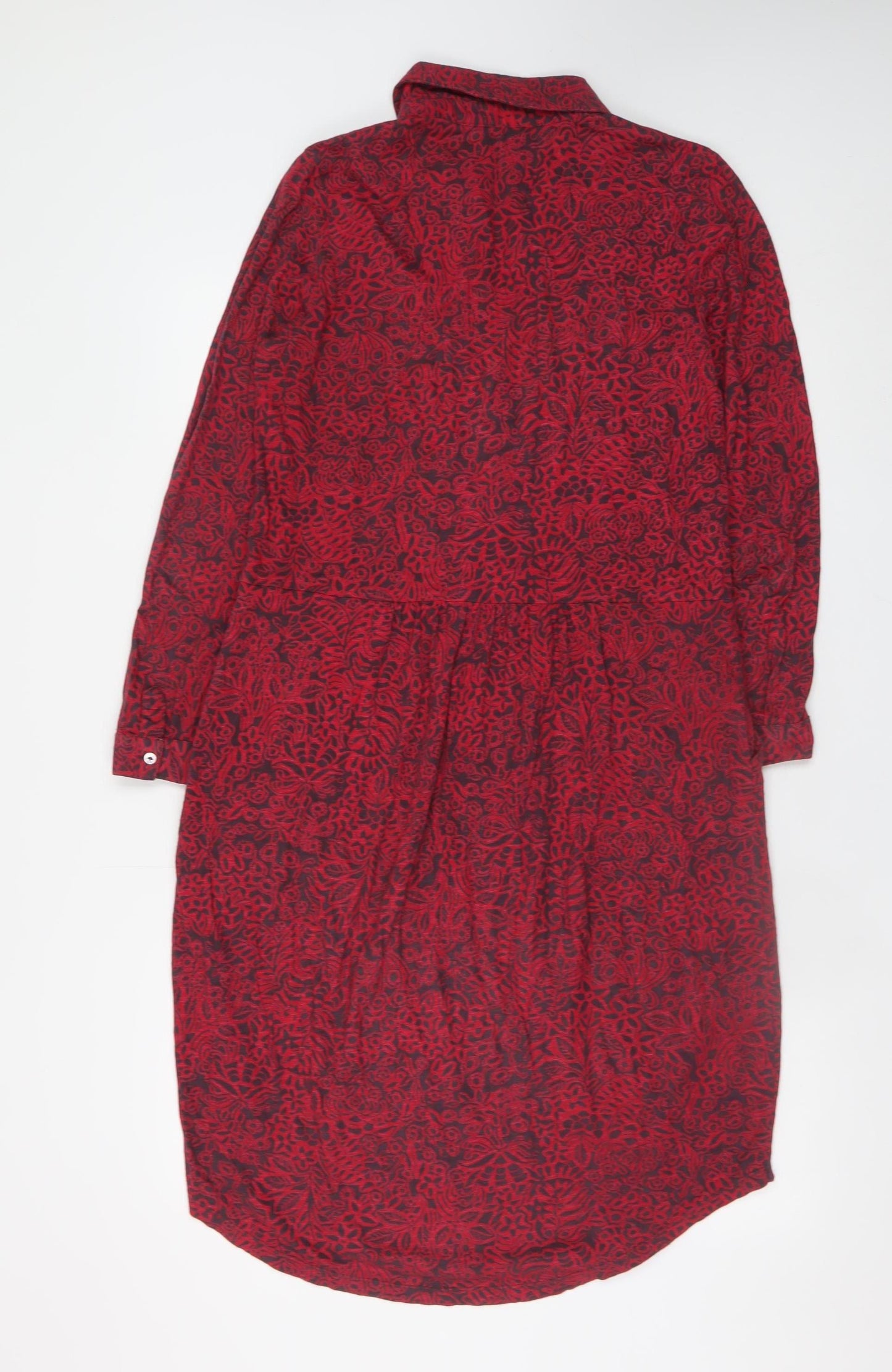 Nomads Womens Red Floral Cotton Shirt Dress Size 10