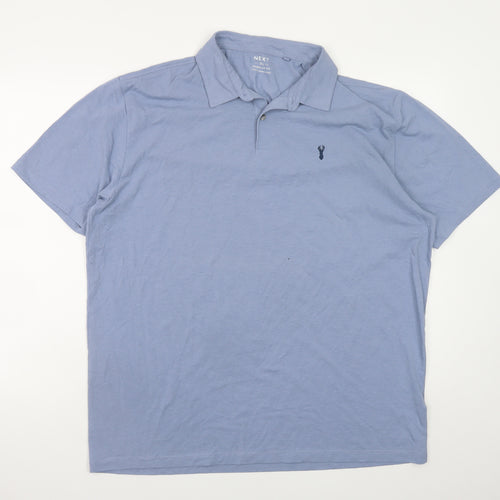 Next Men Blue XL Polo Shirt Cotton Blend Short Sleeve Collared