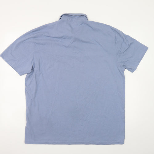 Next Men Blue XL Polo Shirt Cotton Blend Short Sleeve Collared