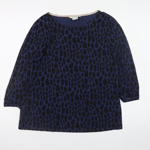 Boden Women's Blue Animal Print 3/4 Sleeve Lyocell Blouse UK 12