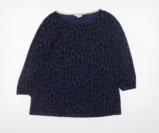 Boden Women's Blue Animal Print 3/4 Sleeve Lyocell Blouse UK 12