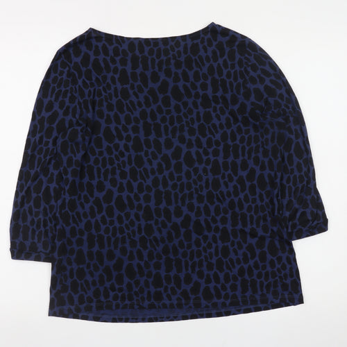 Boden Women's Blue Animal Print 3/4 Sleeve Lyocell Blouse UK 12