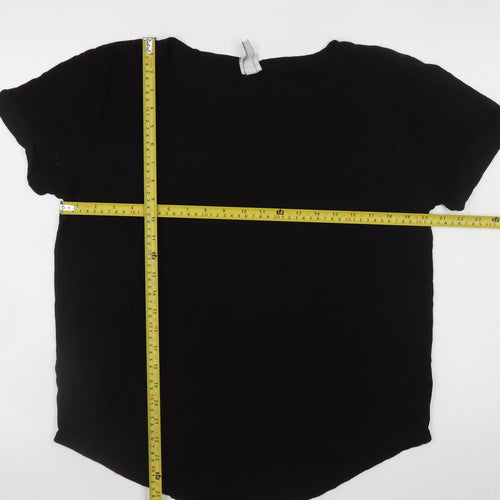 H&M Women Black Basic Short Sleeve Scoop Neck T-Shirt M