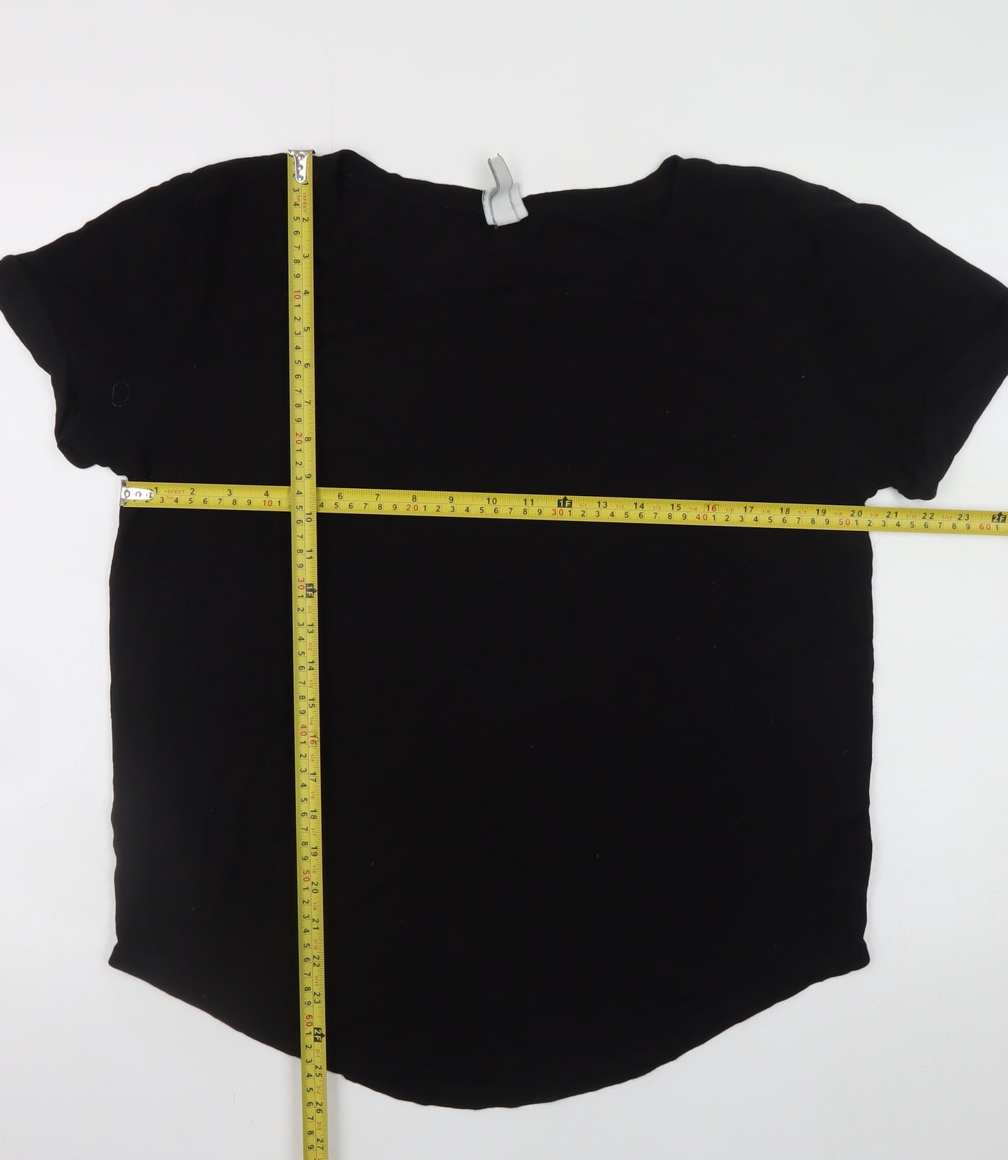 H&M Women Black Basic Short Sleeve Scoop Neck T-Shirt M