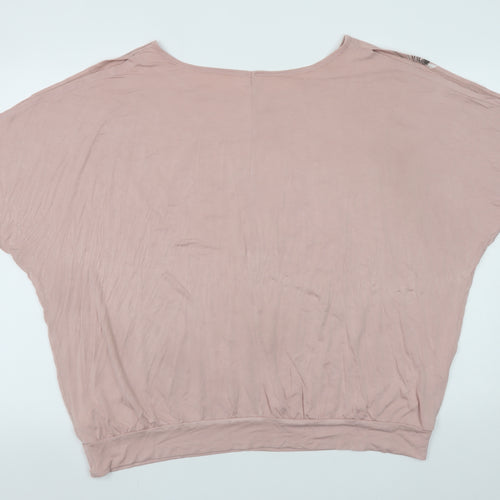 Next Women’s Pink Feather Print Relaxed Cropped T-Shirt Size 16