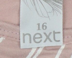 Next Women’s Pink Feather Print Relaxed Cropped T-Shirt Size 16