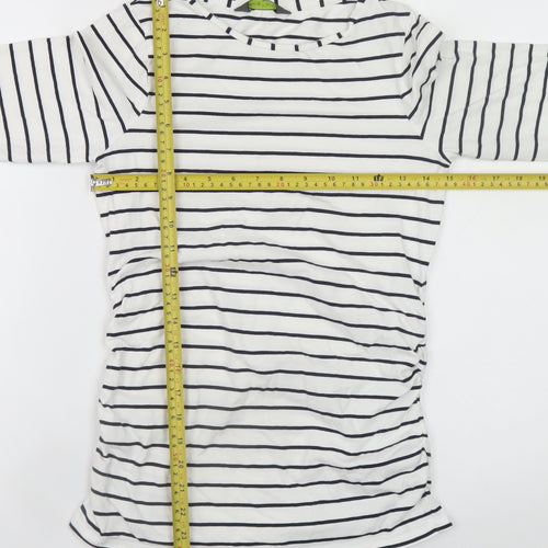 Blooming Marvellous Women’s White Striped 3/4 Sleeve Boat Neck T-Shirt Size S