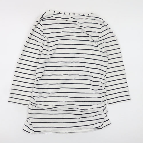 Blooming Marvellous Women’s White Striped 3/4 Sleeve Boat Neck T-Shirt Size S