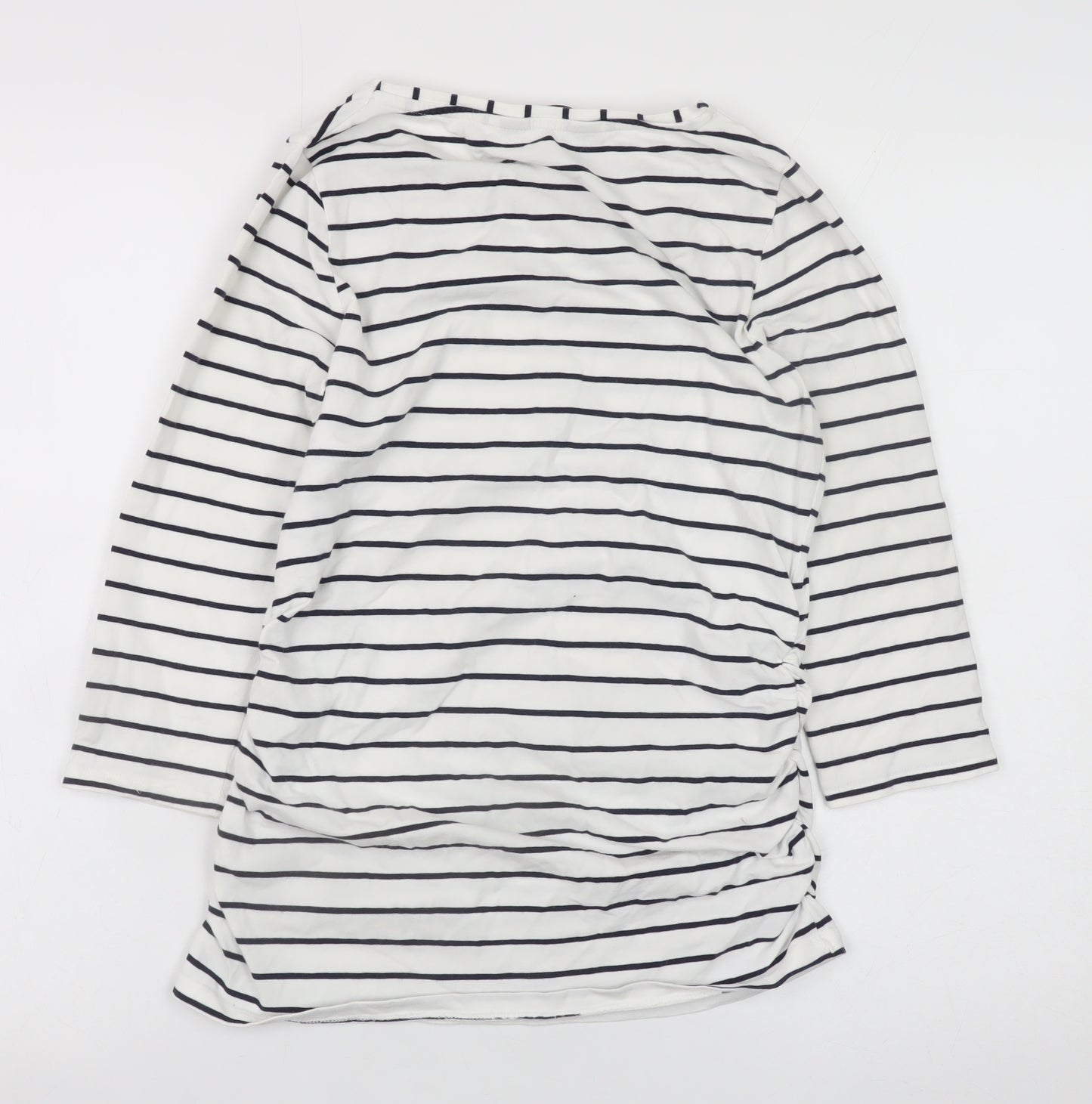 Blooming Marvellous Women’s White Striped 3/4 Sleeve Boat Neck T-Shirt Size S