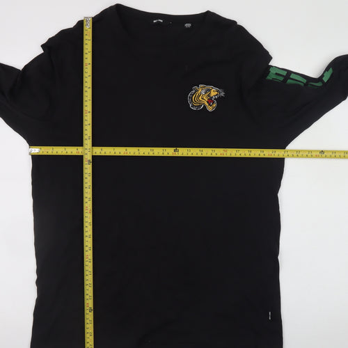 ONLY & SONS Men's Black XL Long Sleeve Tiger Graphic T-Shirt