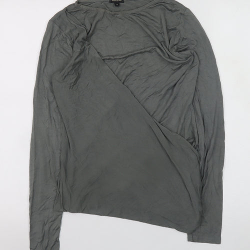 River Island Women’s Grey Asymmetric Long Sleeve T-Shirt Size 14