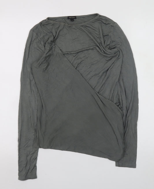 River Island Women’s Grey Asymmetric Long Sleeve T-Shirt Size 14