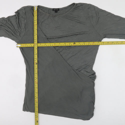 River Island Women’s Grey Asymmetric Long Sleeve T-Shirt Size 14