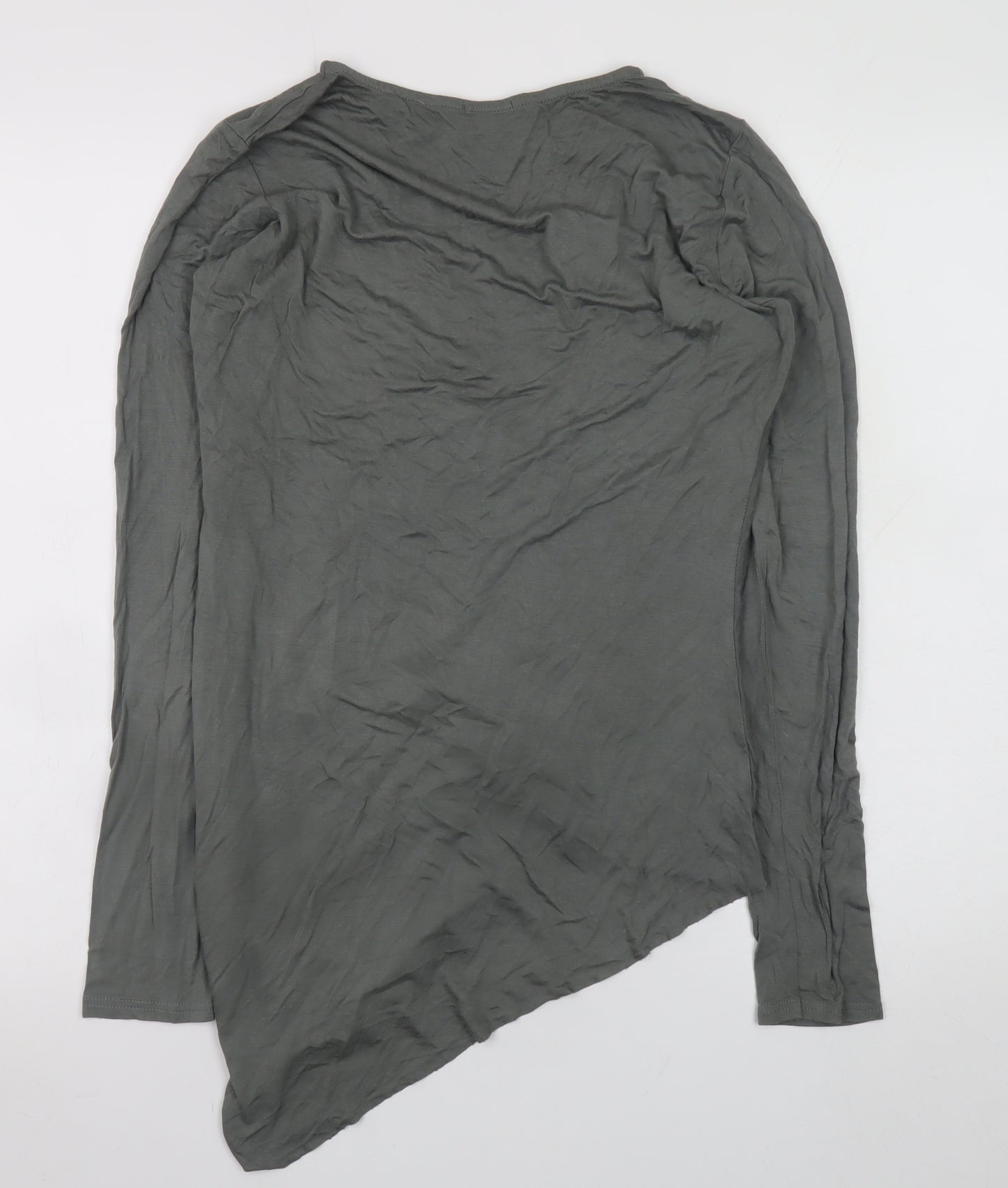 River Island Women’s Grey Asymmetric Long Sleeve T-Shirt Size 14