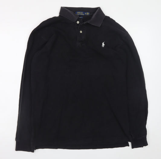 Polo Ralph Lauren Men's Black Long Sleeve Custom Fit Polo Shirt XL