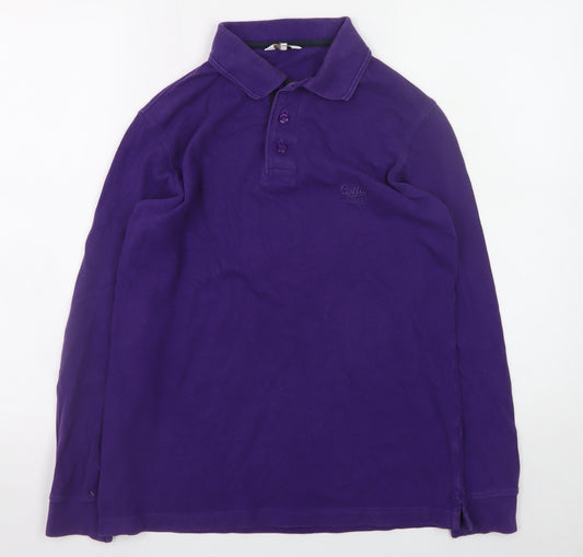 Cotton Traders Men's Purple Long Sleeve Polo Shirt XS 100% Cotton Regular Fit