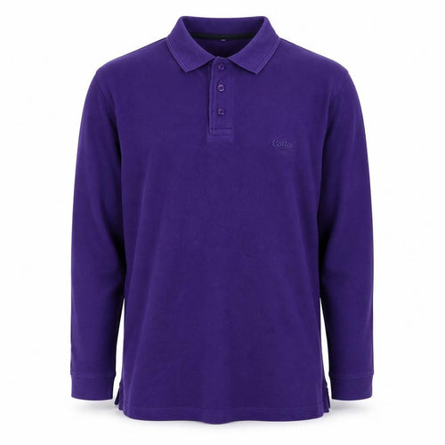 Cotton Traders Men's Purple Long Sleeve Polo Shirt XS 100% Cotton Regular Fit
