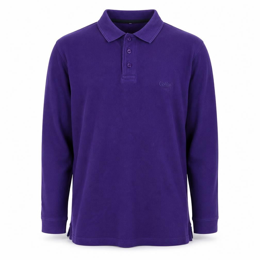 Cotton Traders Men's Purple Long Sleeve Polo Shirt XS 100% Cotton Regular Fit
