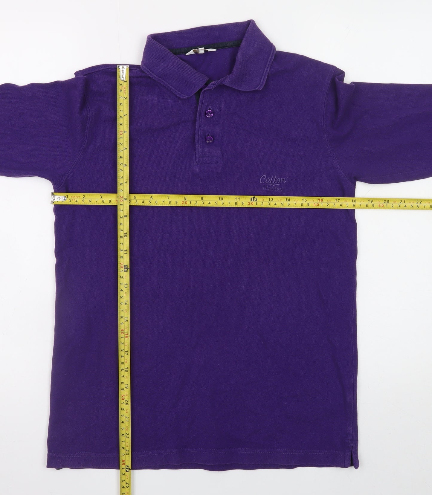 Cotton Traders Men's Purple Long Sleeve Polo Shirt XS 100% Cotton Regular Fit