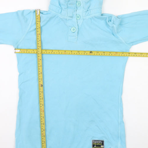 Superdry Men’s Blue Henley Sweatshirt Small High Neck Cotton