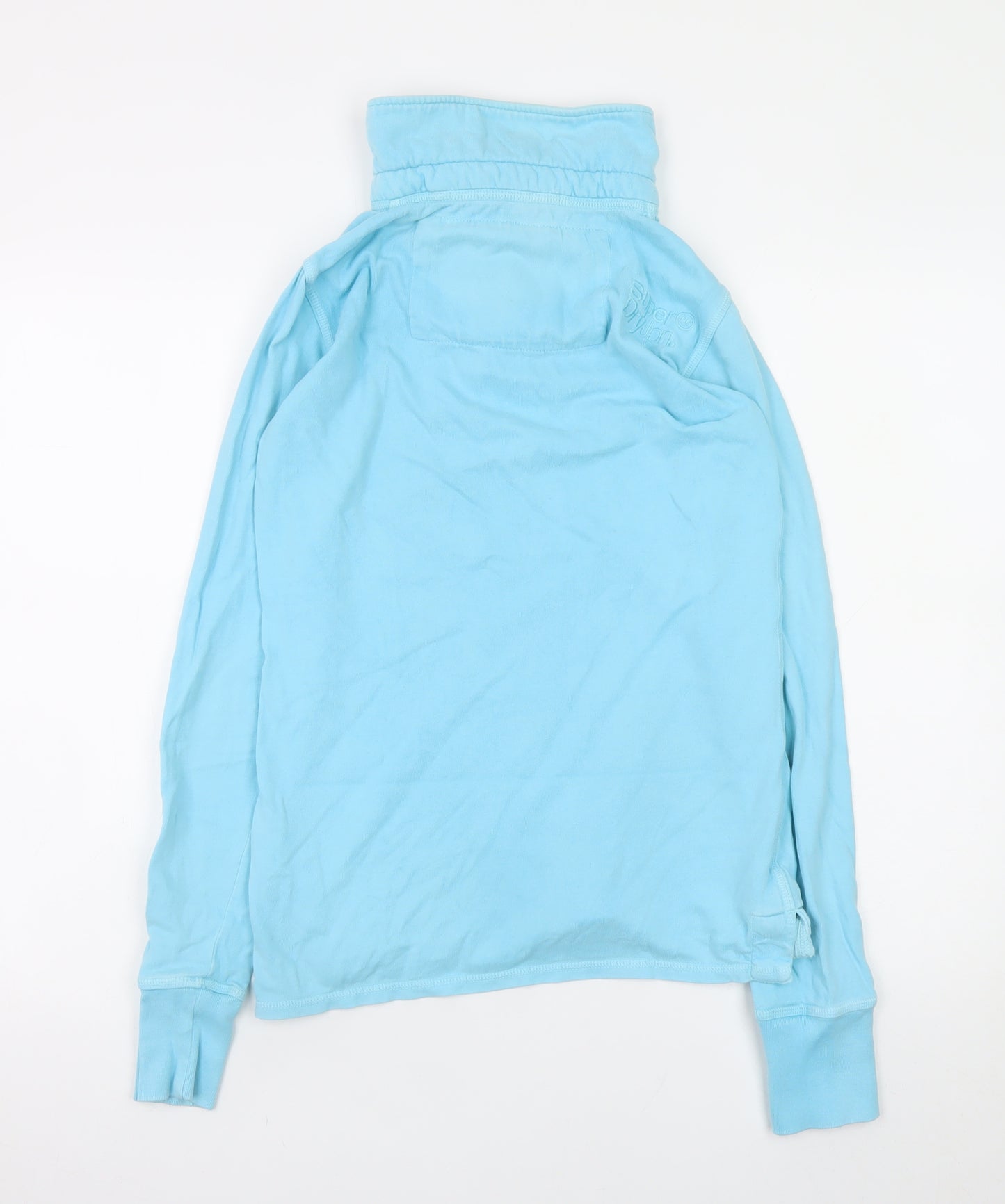 Superdry Men’s Blue Henley Sweatshirt Small High Neck Cotton