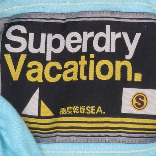 Superdry Men’s Blue Henley Sweatshirt Small High Neck Cotton