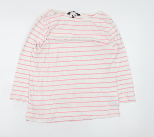 Crew Clothing Women’s White Pink Striped Boat Neck Jersey Top UK 10