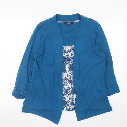 Maine New England Women's Blue Long Sleeve Open Front Cardigan Size 16
