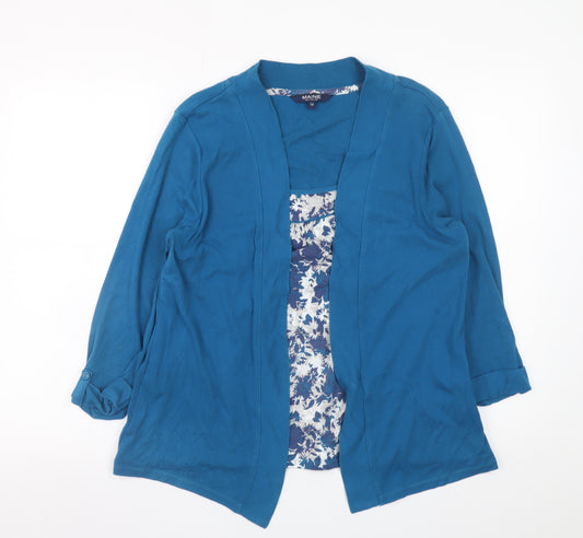 Maine New England Women's Blue Long Sleeve Open Front Cardigan Size 16
