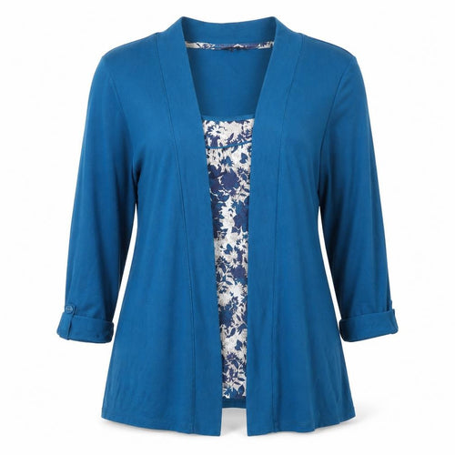 Maine New England Women's Blue Long Sleeve Open Front Cardigan Size 16