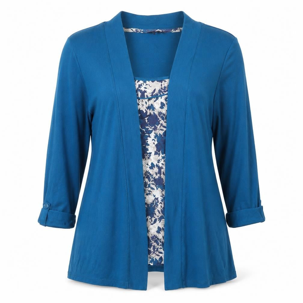 Maine New England Women's Blue Long Sleeve Open Front Cardigan Size 16