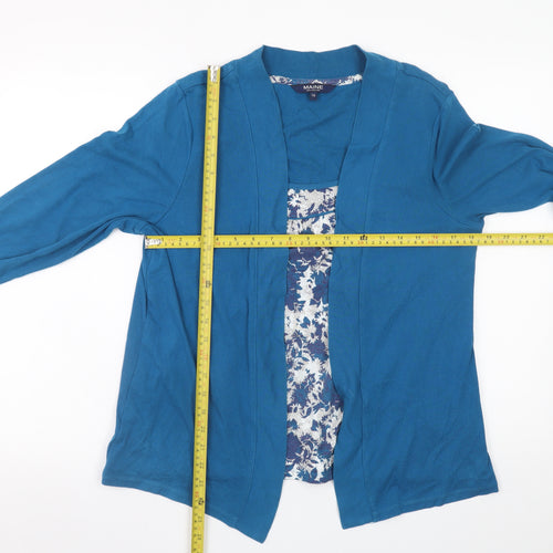Maine New England Women's Blue Long Sleeve Open Front Cardigan Size 16