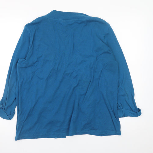Maine New England Women's Blue Long Sleeve Open Front Cardigan Size 16