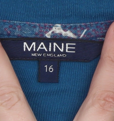Maine New England Women's Blue Long Sleeve Open Front Cardigan Size 16