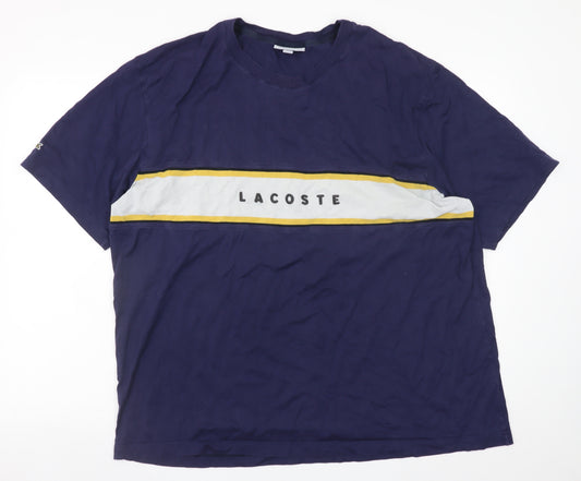 Lacoste Men’s Blue Relaxed Fit Colourblock Logo T-Shirt Size 2XL
