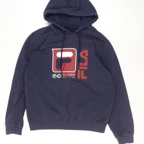 Fila Men’s Blue Pullover Hoodie L Logo Graphic Sportswear