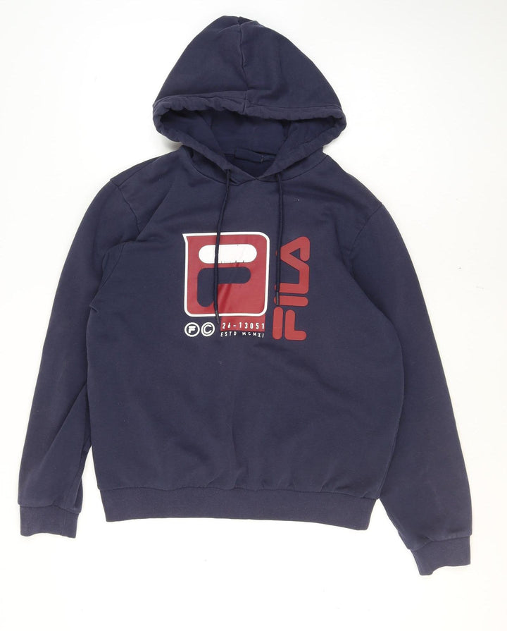 Fila Men’s Blue Pullover Hoodie L Logo Graphic Sportswear