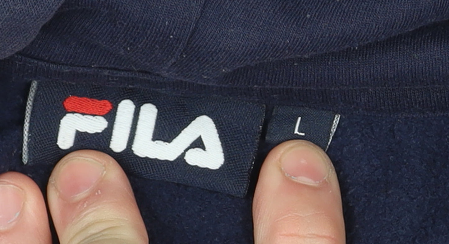 Fila Men’s Blue Pullover Hoodie L Logo Graphic Sportswear