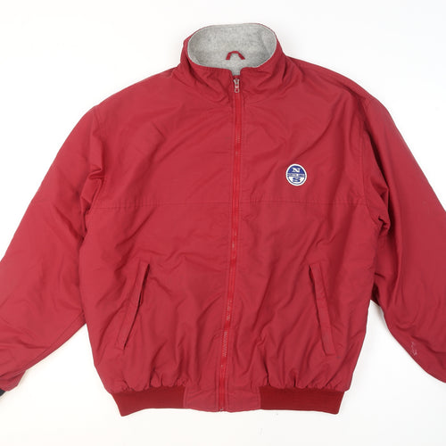 North Sails Men's Red XL Bomber Jacket with Logo Zip Pockets