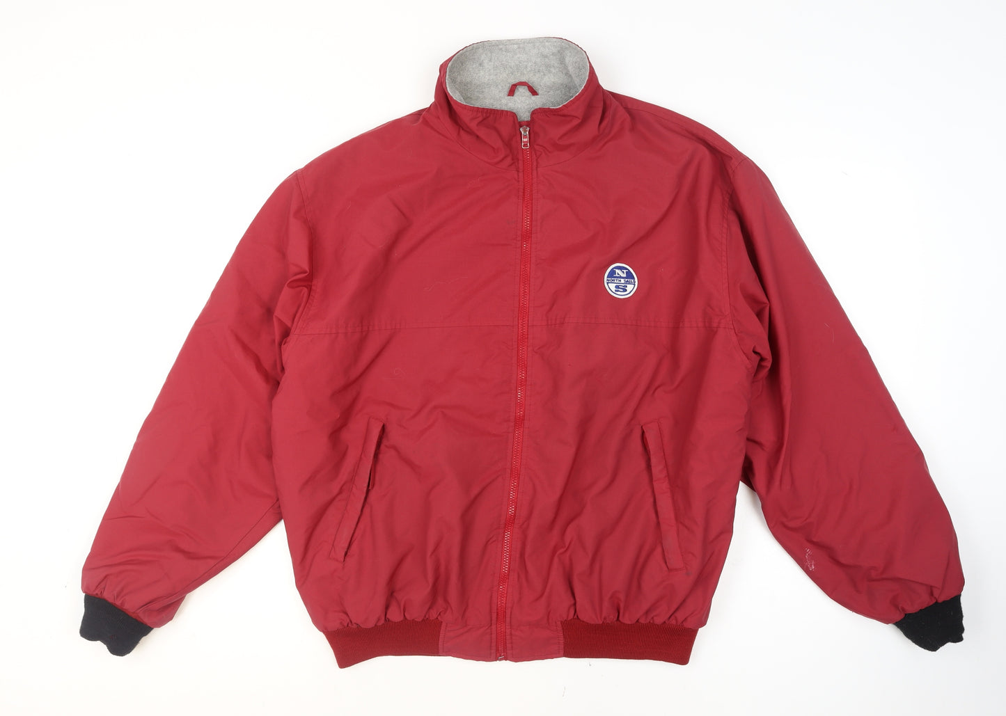 North Sails Men's Red XL Bomber Jacket with Logo Zip Pockets