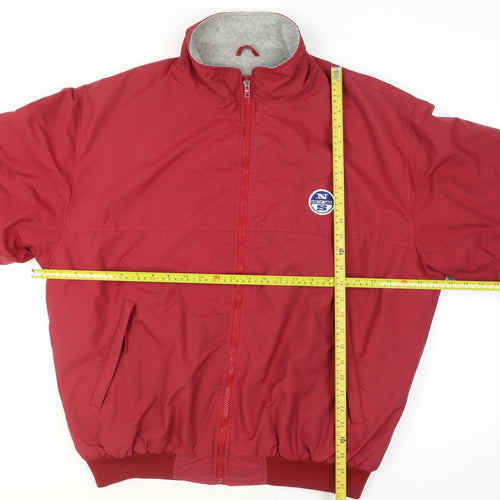 North Sails Men's Red XL Bomber Jacket with Logo Zip Pockets
