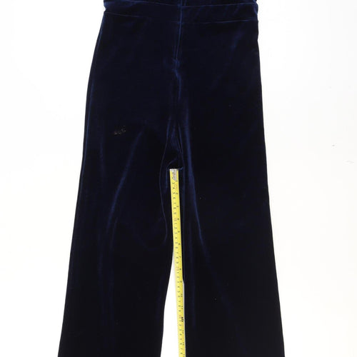 Peachy Den Women's Blue Velvet Collared Zip Jumpsuit Size M