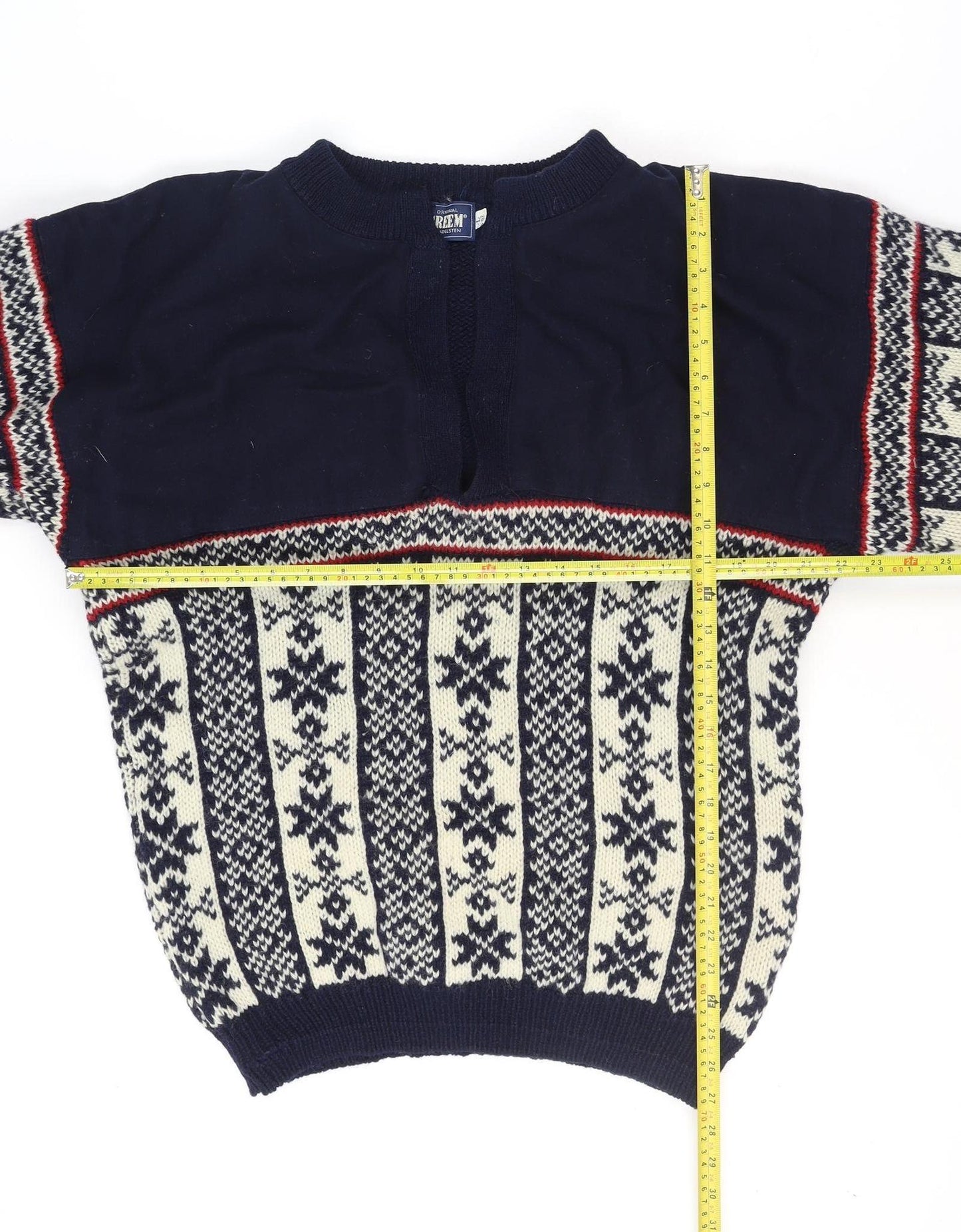 Creem by Adelsten Men's Blue Fair Isle Wool Pullover Jumper L