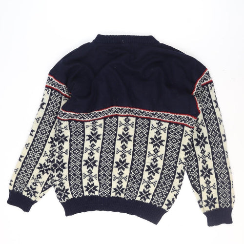 Creem by Adelsten Men's Blue Fair Isle Wool Pullover Jumper L