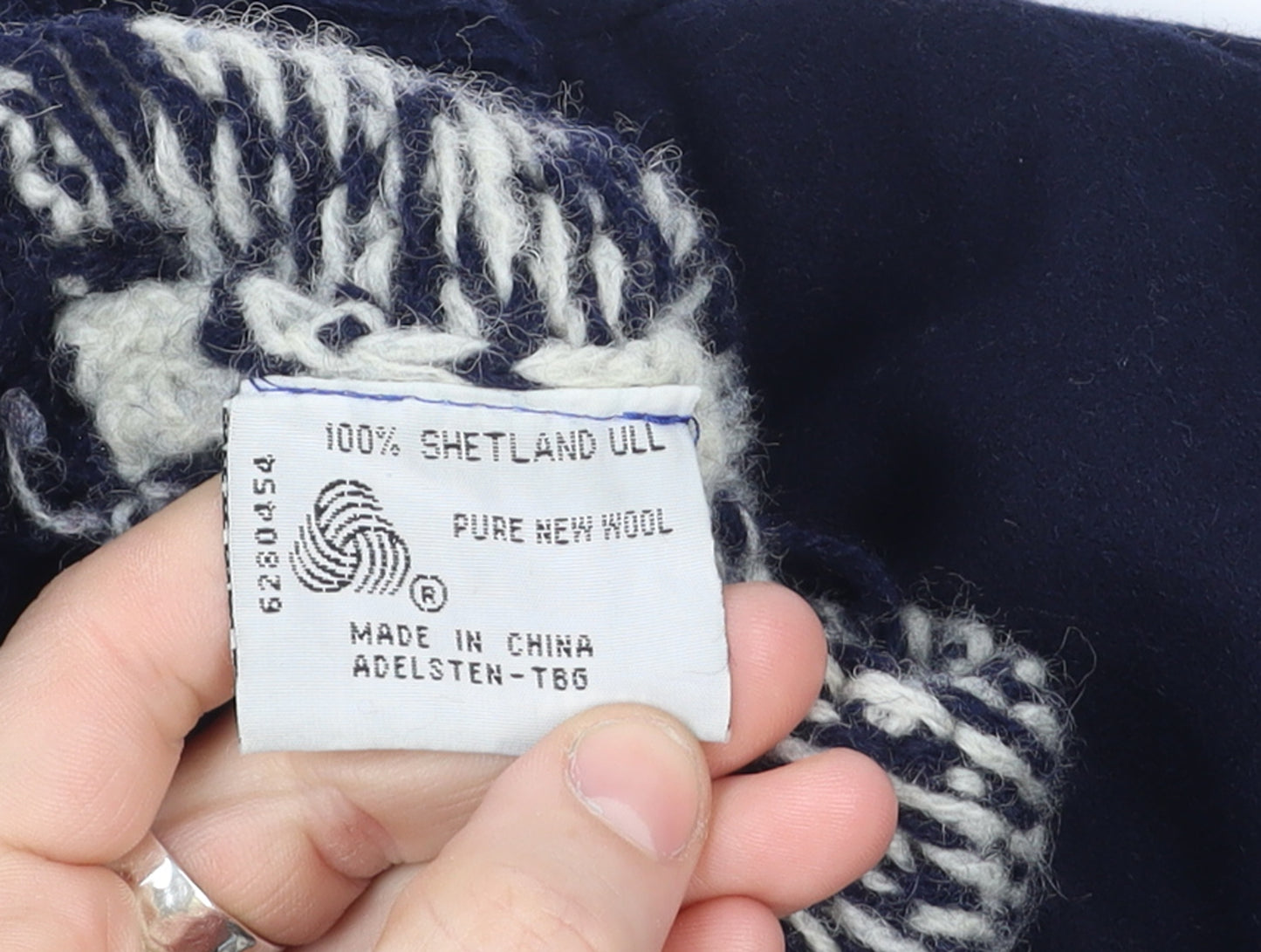 Creem by Adelsten Men's Blue Fair Isle Wool Pullover Jumper L