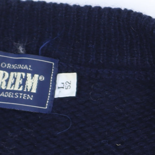 Creem by Adelsten Men's Blue Fair Isle Wool Pullover Jumper L