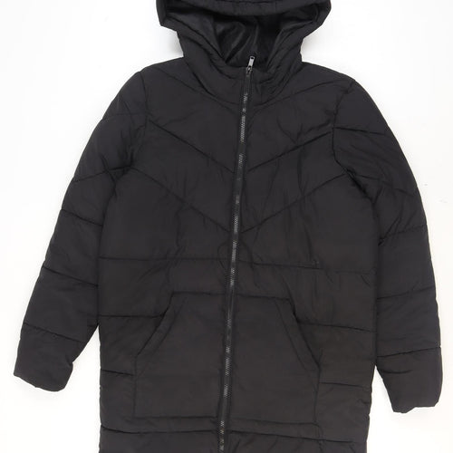 Noisy May Women's Black Long Hooded Puffer Coat Size M